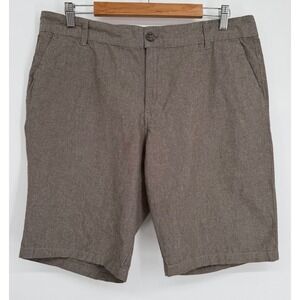 Michael Brandon Mens Brown Flat Front Cotton‎ Shorts Heathered Sz 36
